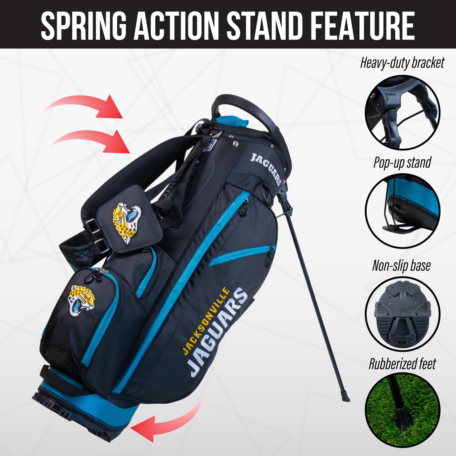 Team Golf NFL Buffalo Bills Fairway Golf Stand Bag Fairway Golf Stand Bag, Lightweight, 14-Way Top, Spring Action Stand, Insulated Cooler Pocket, Padded Strap, Umbrella Holder & Removable Rain Hood image 5