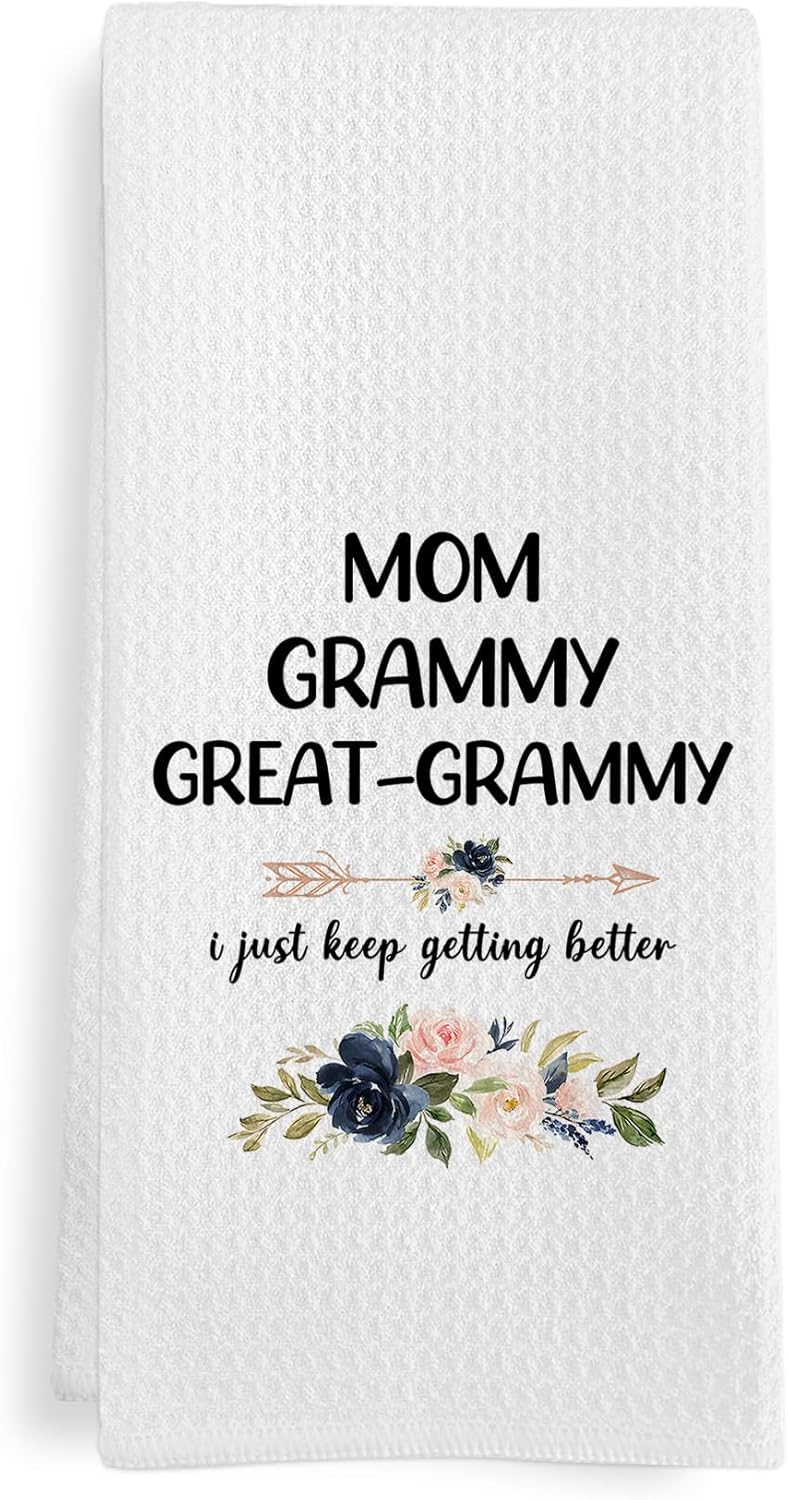Great Grammy Floral Gifts Kitchen Towels, Grammy Dish Towels, Mom Gifts for Mothers Day Birthday, Grandma Decorative Hand Towel Tea Towel for Bathroom, 16x24 Inches