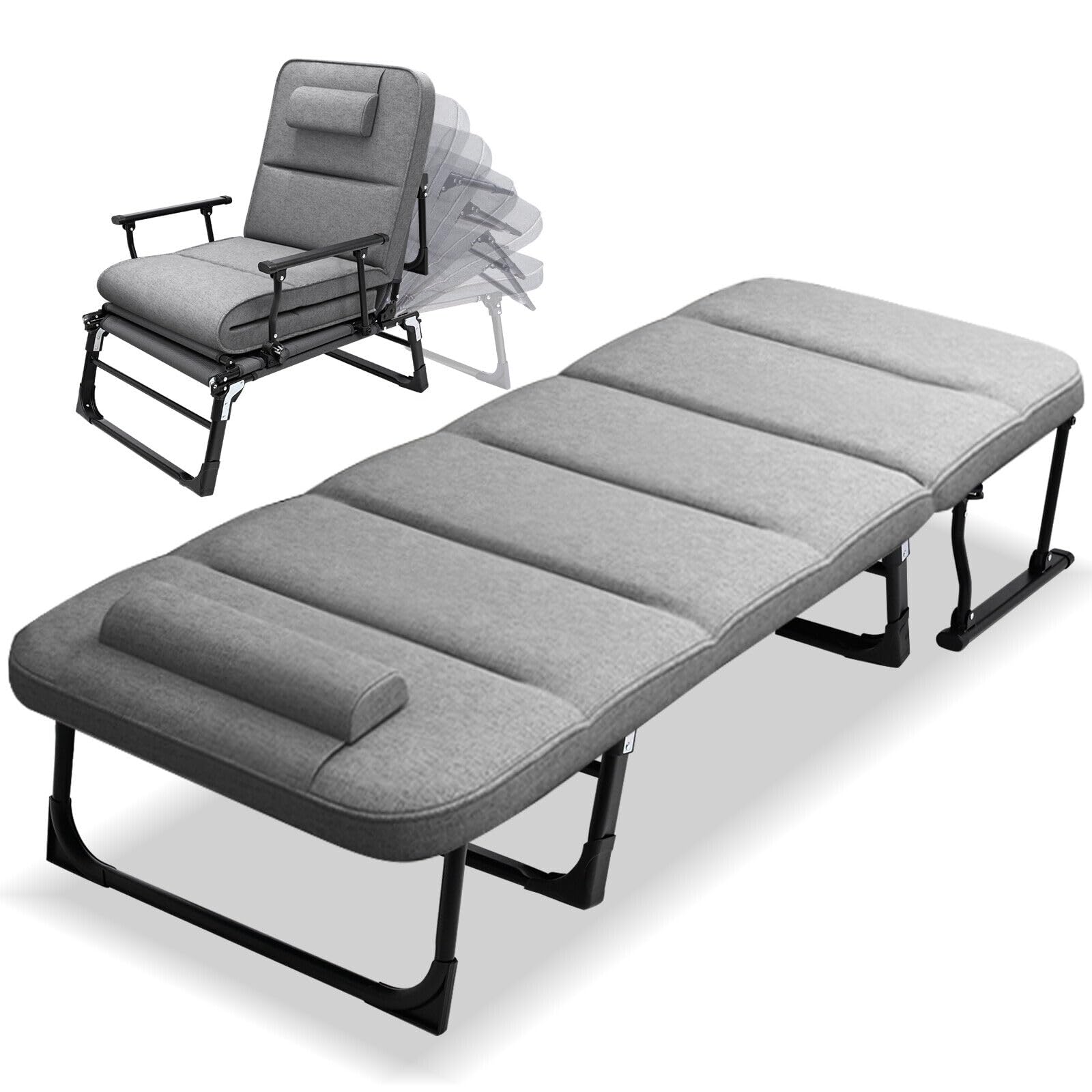 JUVIW Camp Bed Folding Camping Lounger Camping Bed, Foldable Reclining Chair with Removable Mattress & Pillow, Guest Bed Single Bed up to 180 kg Load Capacity for Camping, Travel, Indoor, Outdoor (B0D2P3KKZM) Amazon Price History, Amazon Price Tracker