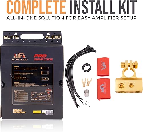 Miniatura 10 de Elite Audio EA-PROK4 Pro - Kit de cableado de amplificador - 4000 W de potencia máxima, cables de cobre sin oxígeno, soporte de fusible ANL de