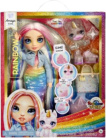 Rainbow High MGAE Amaya Bright Slime and Pet Series Doll