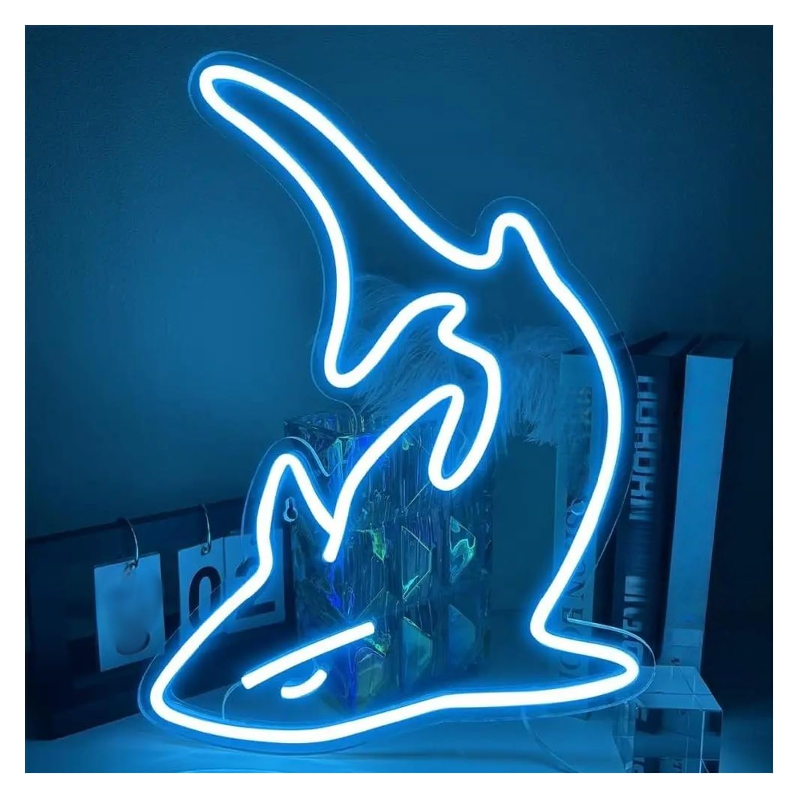 Shouxi One Color Sign Lamp Shark Neon Sign Usb Powered Dimmable For Bedroom Club Livingroom Man Cave Party Shop Decor 29Х39.1cm