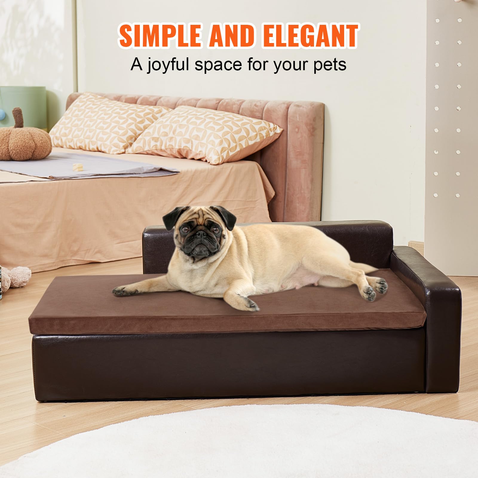 VEVOR Canapé pour Animaux de Compagnie, canapé-lit pour Chiens et Chats de Grande Taille, canapé en Cuir Souple pour Chien, capacité de Charge 50 kg, canapé Repos Confortable pour Animaux domestiques