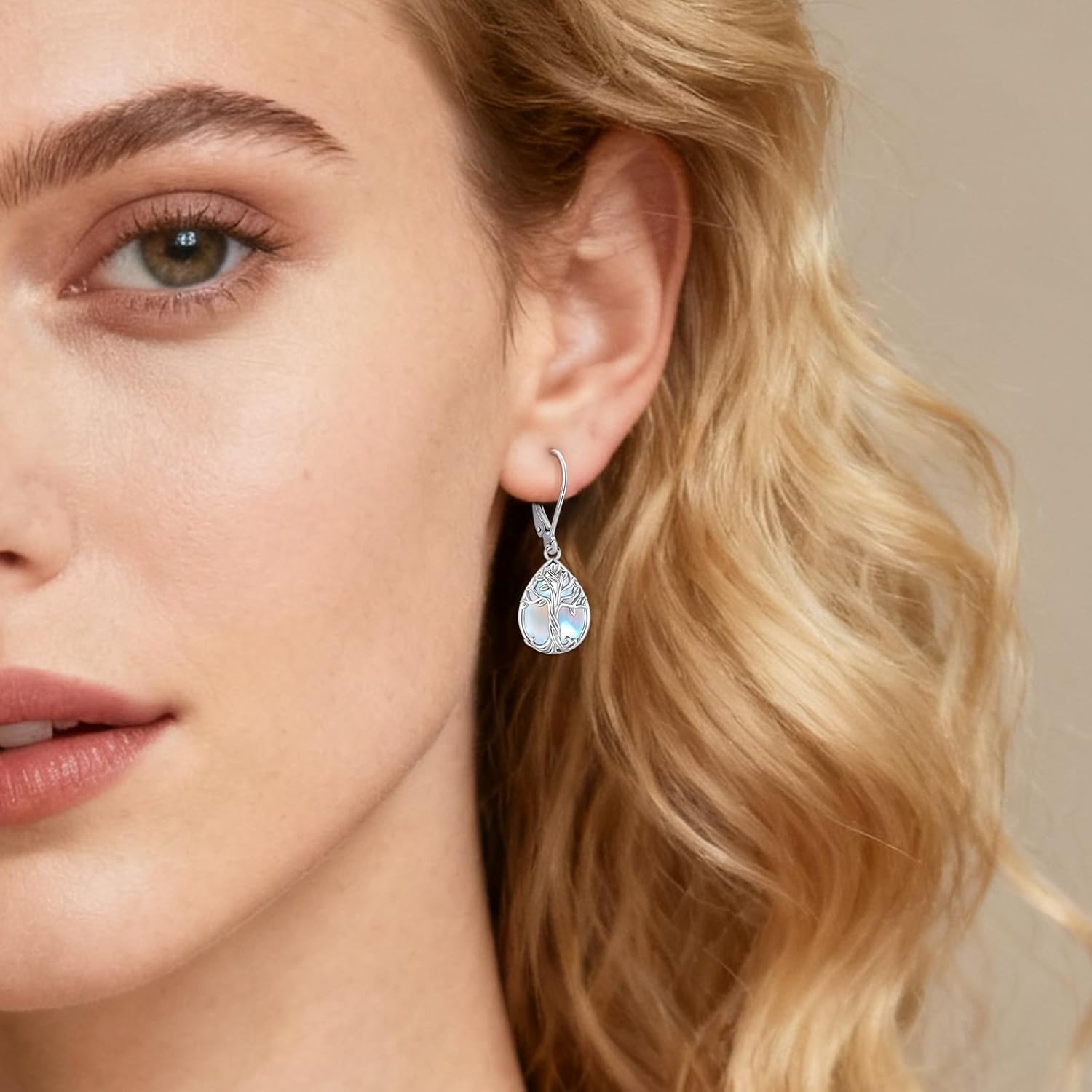 Eusense Sterling Silver Dangle Earrings for Women Tree of Life Animals Moonstone Turquoise Leverback Earrings Jewelry Gifts - Image 6