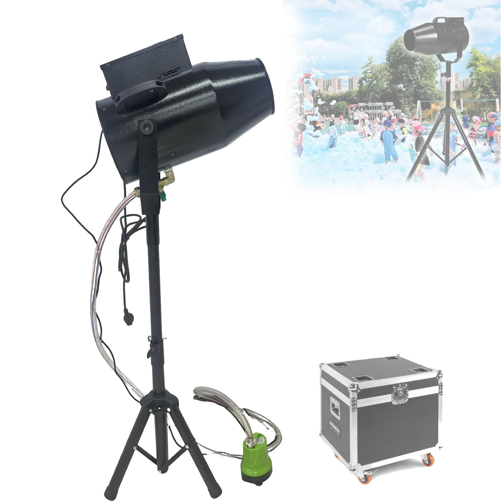 Pnpaea 250w/450w Foam Machine,Party Foam Cannon, Portable Foam Maker with A Tripod Stand, Powerful Foam Party Machine,For Backyard, Pool, Outdoor Events, Birthdays 1500-FlightCasePackaging