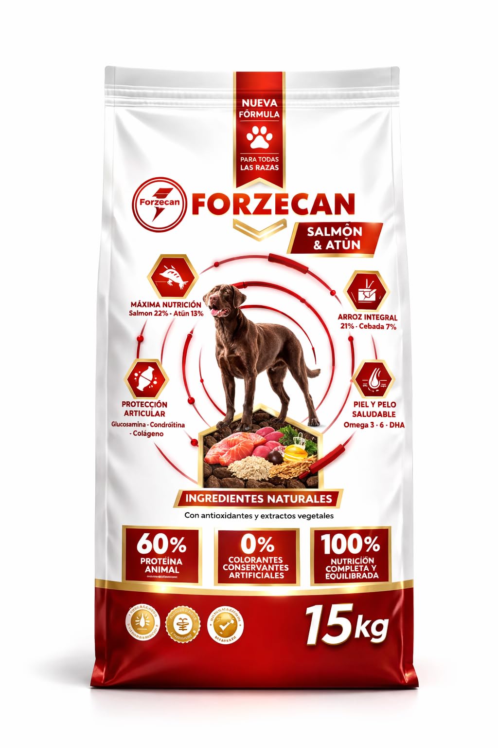Pienso para Perro Adulto salmón y atún 15 kg con arroz Integral Omega 3 y 6 Alta palatabilidad y energía equilibrada Complet Care
