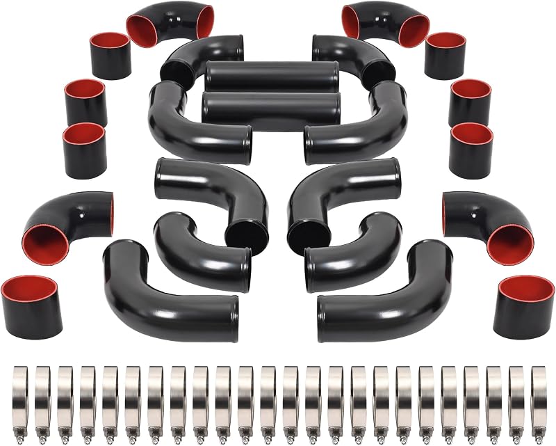 Kit de tubulações e mangueiras de silicone para intercooler turbo KUAFU 3" (7,62 cm) – 12 peças