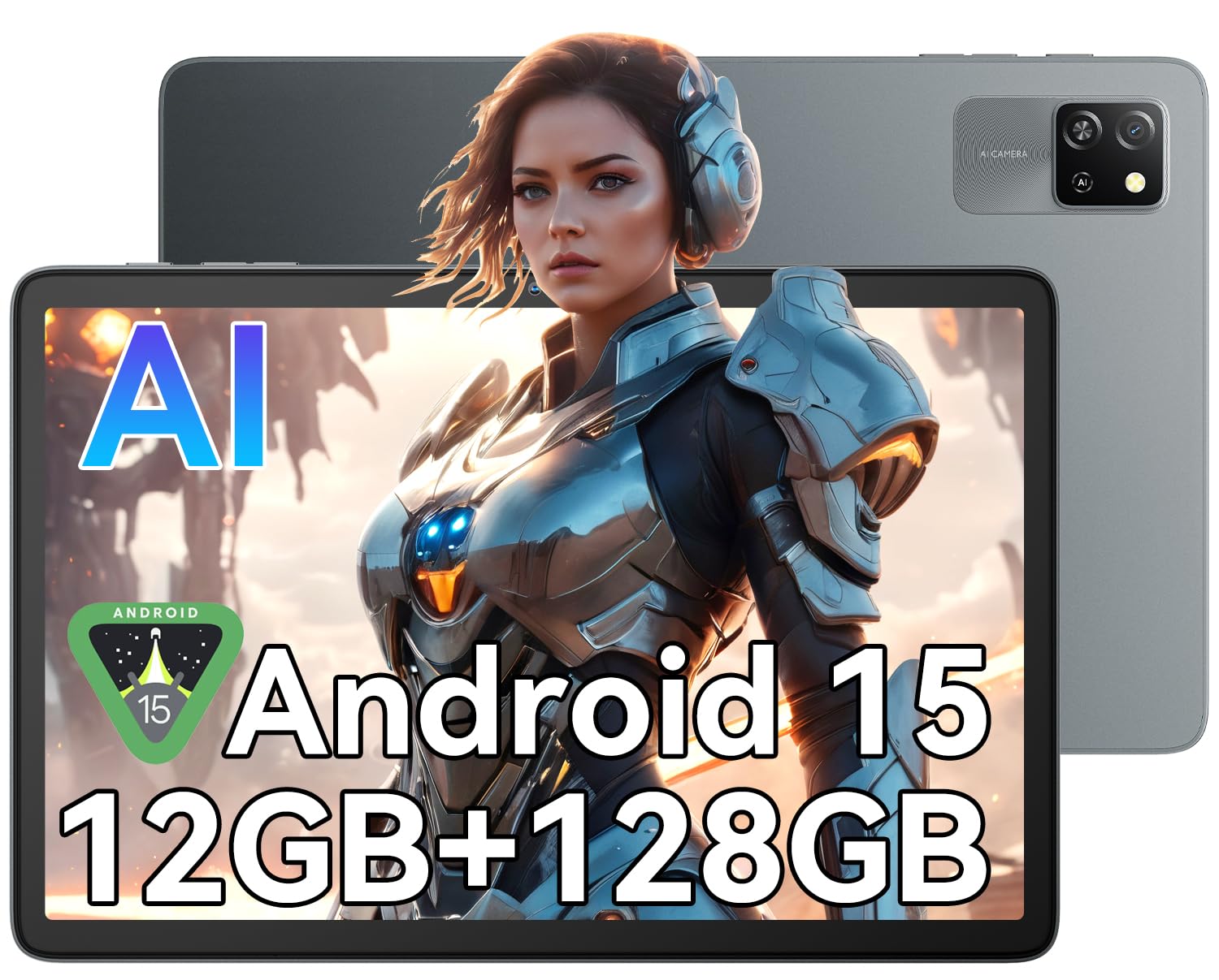 Blackview Tab60 WiFi Tablette Android 15, Tablette Taclite avec 12Go+128Go(2To TF), Octa Core,WiFi 6, Tablette 10 Pouces 5100mAh 8MP+5MP Widevine L1 avec GMS, BT5.2 (Gray)