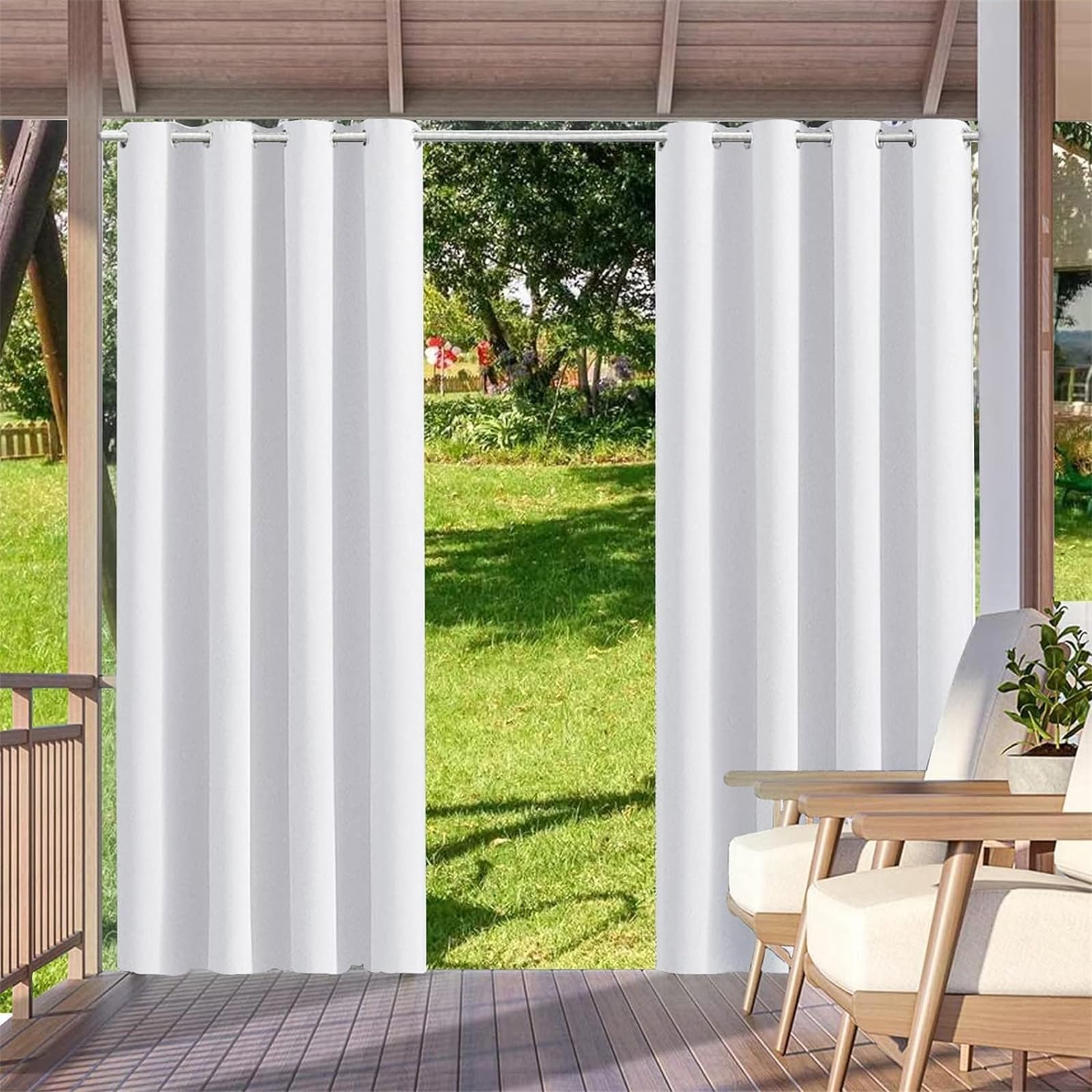 Outdoor Vorhänge mit Ösen, Terrassenvorhang,Außenvorhänge Wetterfest | Blickdicht Outdoor Vorhänge Sonnenschutz für Pavillon Veranda Garten Terrasse,1 Stück,183*182cm（B*H）