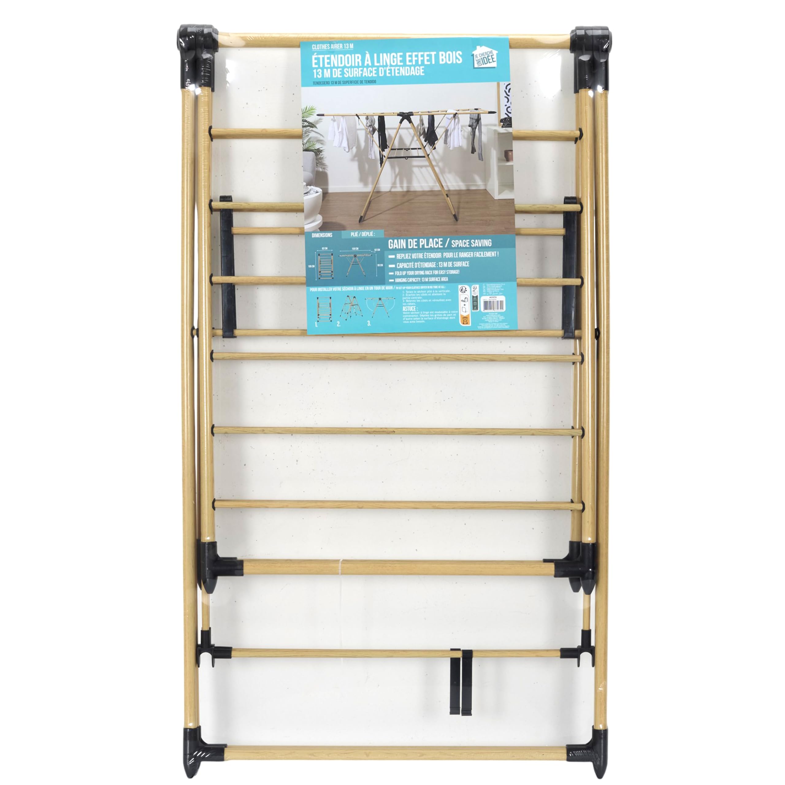 JE CHERCHE UNE IDÉE - ME0055 Tendedero de Ropa 18M - Diseñado para Gran Capacidad de Secado - Acero Inoxidable - Fácil de Guardar - Montaje Sencillo y Rápido
