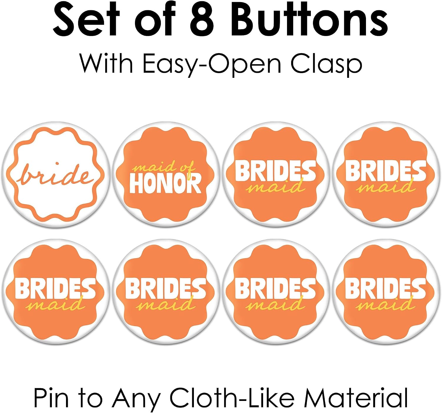 Big Dot of Happiness Bridal Party Buttons, 3-inch Pink Bachelorette Party Badge, Wearable Party Decor for Bride & Bridesmaids, Pinback Buttons - Set of 8 image 5