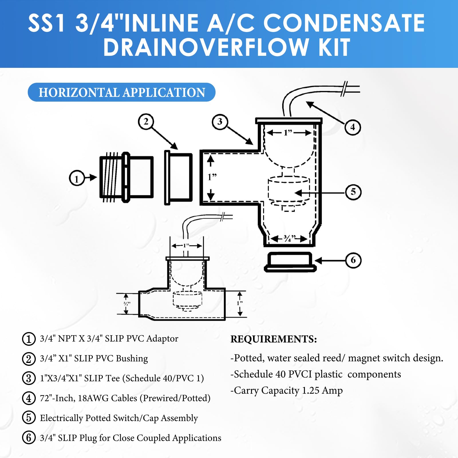 Gulfmew SS1 Condensate Overflow Switch, SS1 AC Float