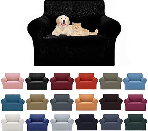 Miniatura 46 de Cupuamon Fundas protectoras para sofá de 4 plazas, elásticas de gran tamaño, con parte inferior elástica de tela jacquard, a cuadros pequeños para