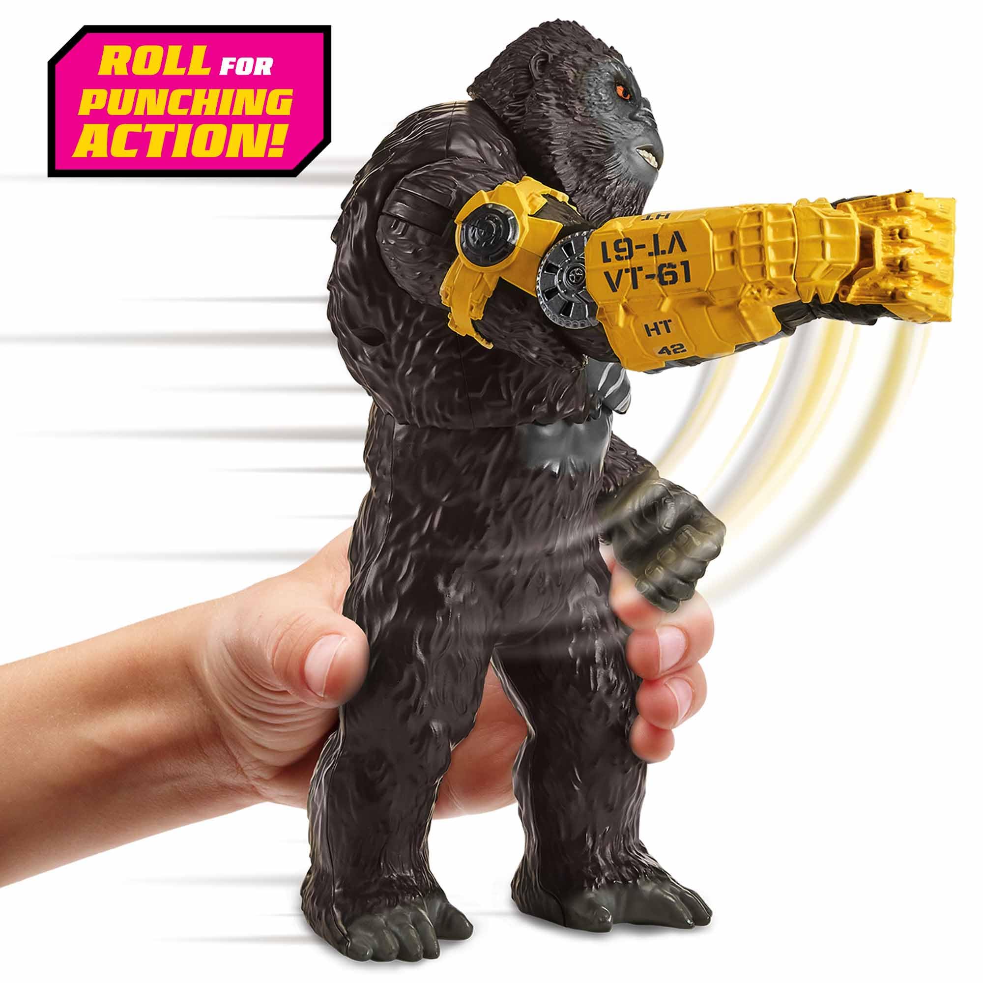 MONSTERVERSE Giant Kong 28 cm Roll & Battle Punch, Figura con Movimiento de Brazos, Codos y Torso, Diseño Inspirado en Godzilla vs. Kong, Figura de Acción para Recrear la Batalla, Famosa (MN320100)