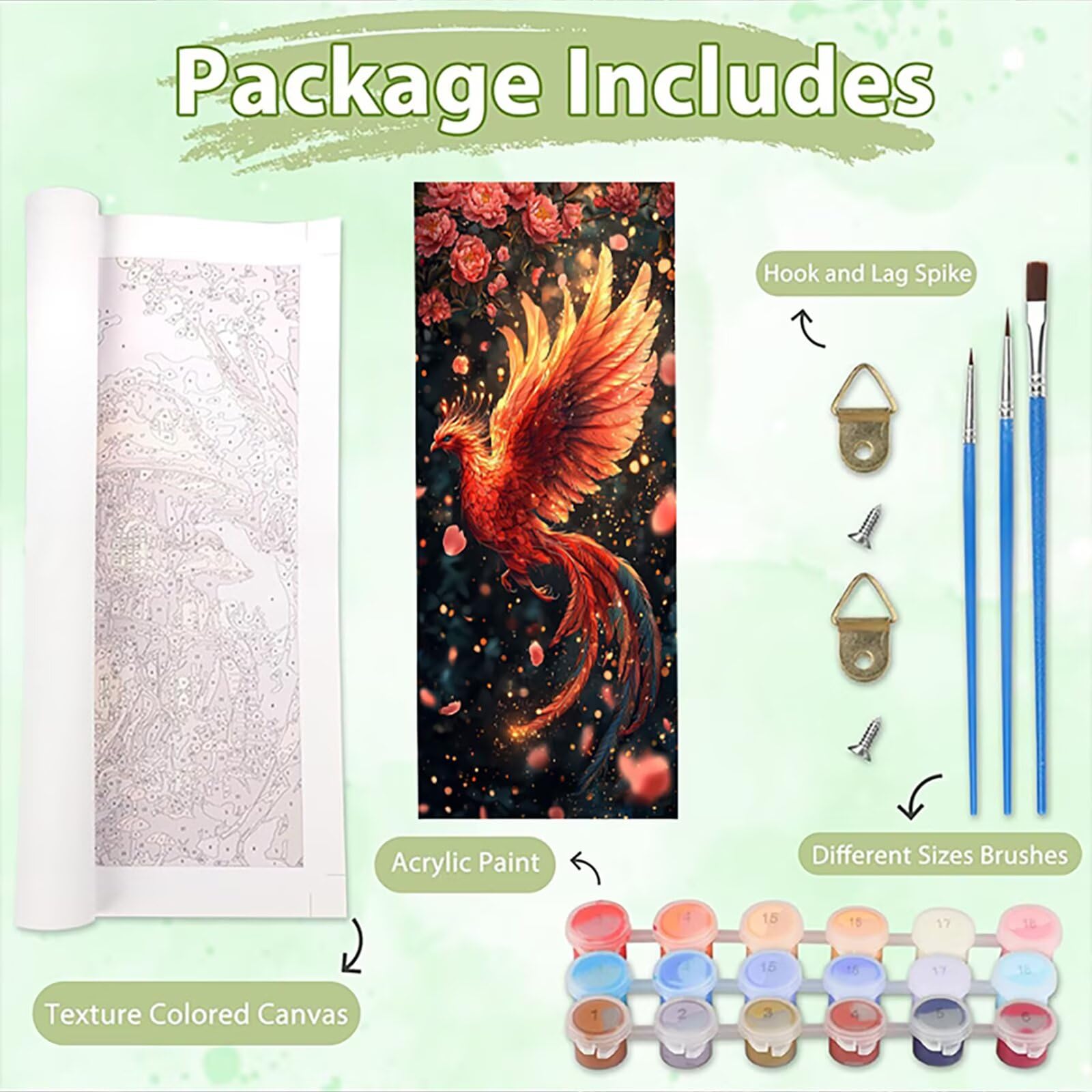 Malen Nach Zahlen 50x150cm Leinwand Blumen Malen Nach Zahlen Erwachsene mit Ohne Rahmen, DIY Kreativ Set für Erwachsene mit Pinseln und Acrylfarbe, Zimmer Deko Tier Landschaft Geschenk, P0M-1019