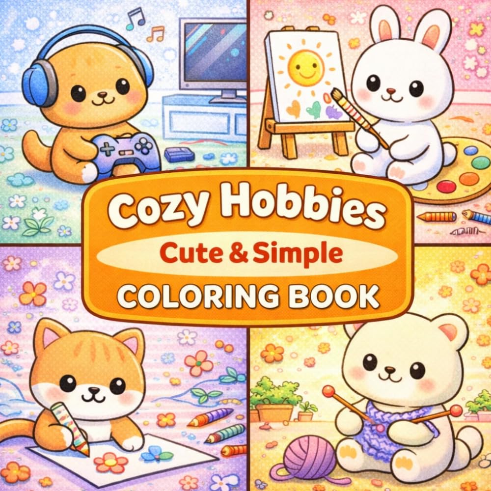Cozy Hobbies: Cute & Simple Coloring Book for Kids: Cozy Hobbies: Cute & Simple Coloring Book for Kids