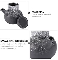 Vista 2 de Hemoton Dispensador de salsa de soja de cerámica de 10.1 fl oz, estilo tradicional japonés, Shoyu, botella de almacenamiento, olla de condimento