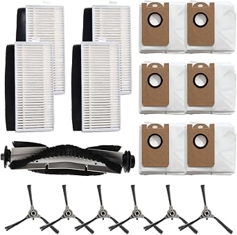 Replacement Main Brush Side Brush Filter Bag Kit for iHome for Nova S1 Pro Orbita for Eclipse Luna Robot Vacuum, Nylon Plastic Construction for Pet Hair Capture, Install Set