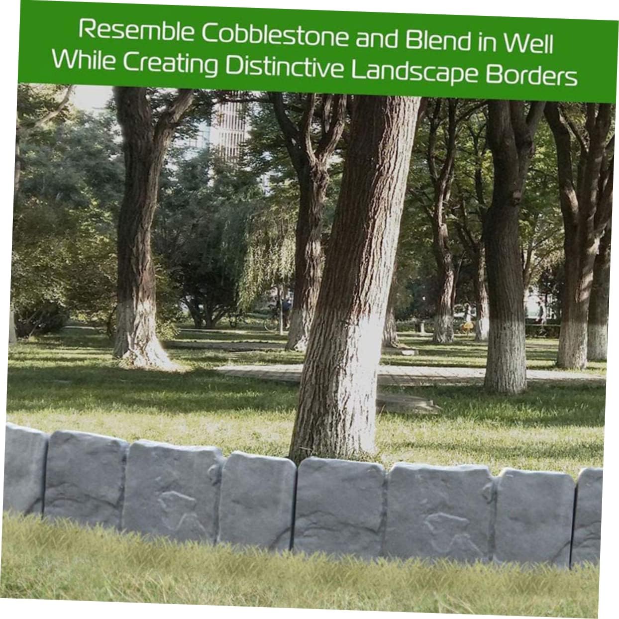 20pcs Plastic Garden Fence Decorative Stone-Look Edging for Flower Beds and Landscaping Simulation Border for Lawn and Separation