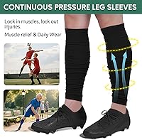 Vista 3 de Zando Mangas de compresión de piernas para hombres Calcetines de fútbol precortados con agarre de espinilleras de fútbol para recuperación muscular