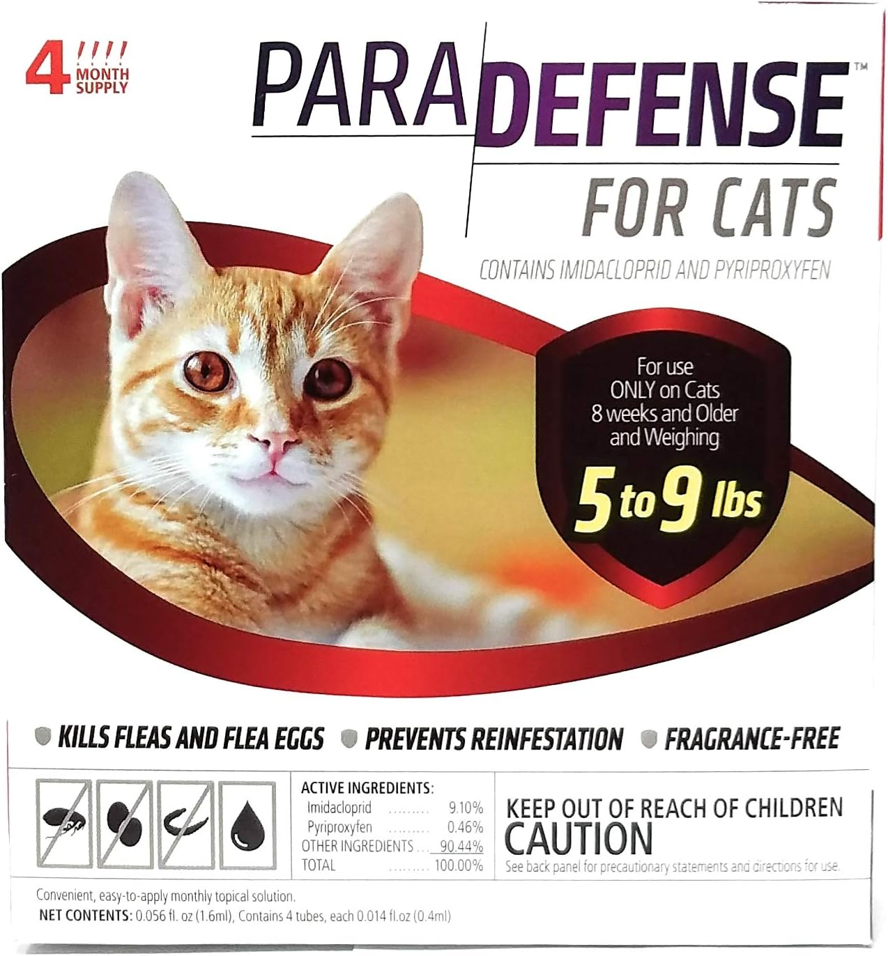 para Defense 10+ lb Cat Pet Flea Control Supply, Large