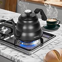 Vista 5 de Hervidor de Vertido para Café de Goteo Manual y Té con Termómetro 28oz Hervidor de Cuello de Cisne con Control de Flujo Hervidor de Agua de Acero