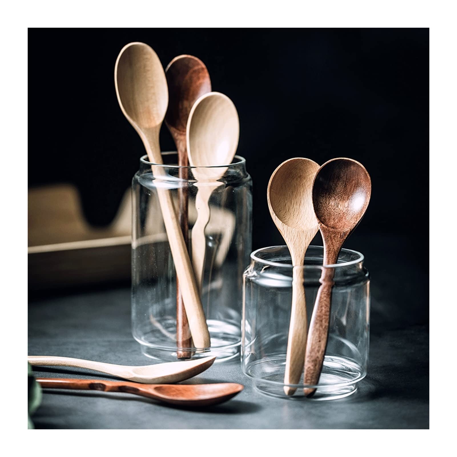 Cucchiaio da zuppa in Legno con Manico Lungo for Uso Domestico Fatto a Mano Multi-Modello Mestolo(10)