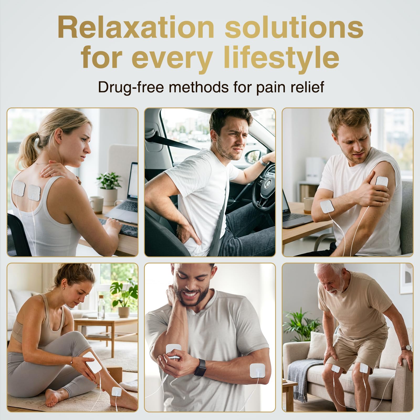 NURSAL 60 Modes TENS Unit Muscle Stimulator for Pain Relief Therapy, 3-in-1 Dual Channel EMS Muscle Stimulator for Back, Shoulder, Neck, Knee, Sciatica, Rechargeable TENS Machine with 12 TENS Pads — Amazon image 3