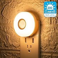 Vista 2 de YELKO Luces nocturnas que se enchufan a la pared, 200 lúmenes, luz con sensor de movimiento súper brillante para interiores, luces nocturnas
