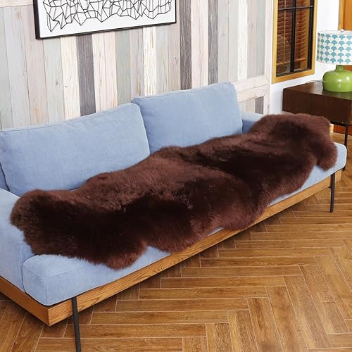 Vista 77 de Alfombra de piel de oveja auténtica de alta calidad, piel de oveja australiana, esponjosa, de lujo, natural, de piel de cordero esponjosa, funda