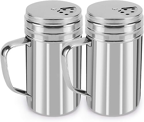 Accmor 2 saleros y pimenteros con agujeros ajustables para verter, pimenteros, condimentos de acero inoxidable para sal, pimienta, canela, azúcar,