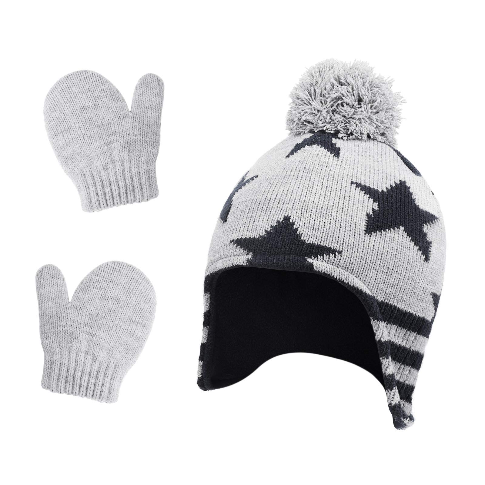 QKURT Conjunto de Mitones de Gorro para niños,Sombreros para niños Guantes para niños aptos para edades de 1~3 años Niñas Bebé