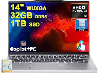 Acer (エイサー) Swift 14 ポータブル Copilot+ AI PC ノートパソコン | 14インチ WUXGA マットタッチ | AMD 10-core Ryzen AI 9 365 (最大50 NPU TOPS - 最大73 GPU TOPS) | 32GB DDR5 1TB SSD | バックライト Wi-Fi 7 Win11Pro DLCA付き