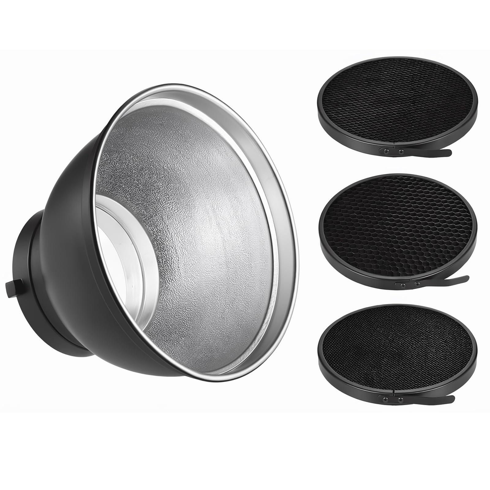 Andoer 18cm Riflettore Bowens con griglia 20 ° 40 ° 60 ° compatibile con Bowens Studio Strobe Flash