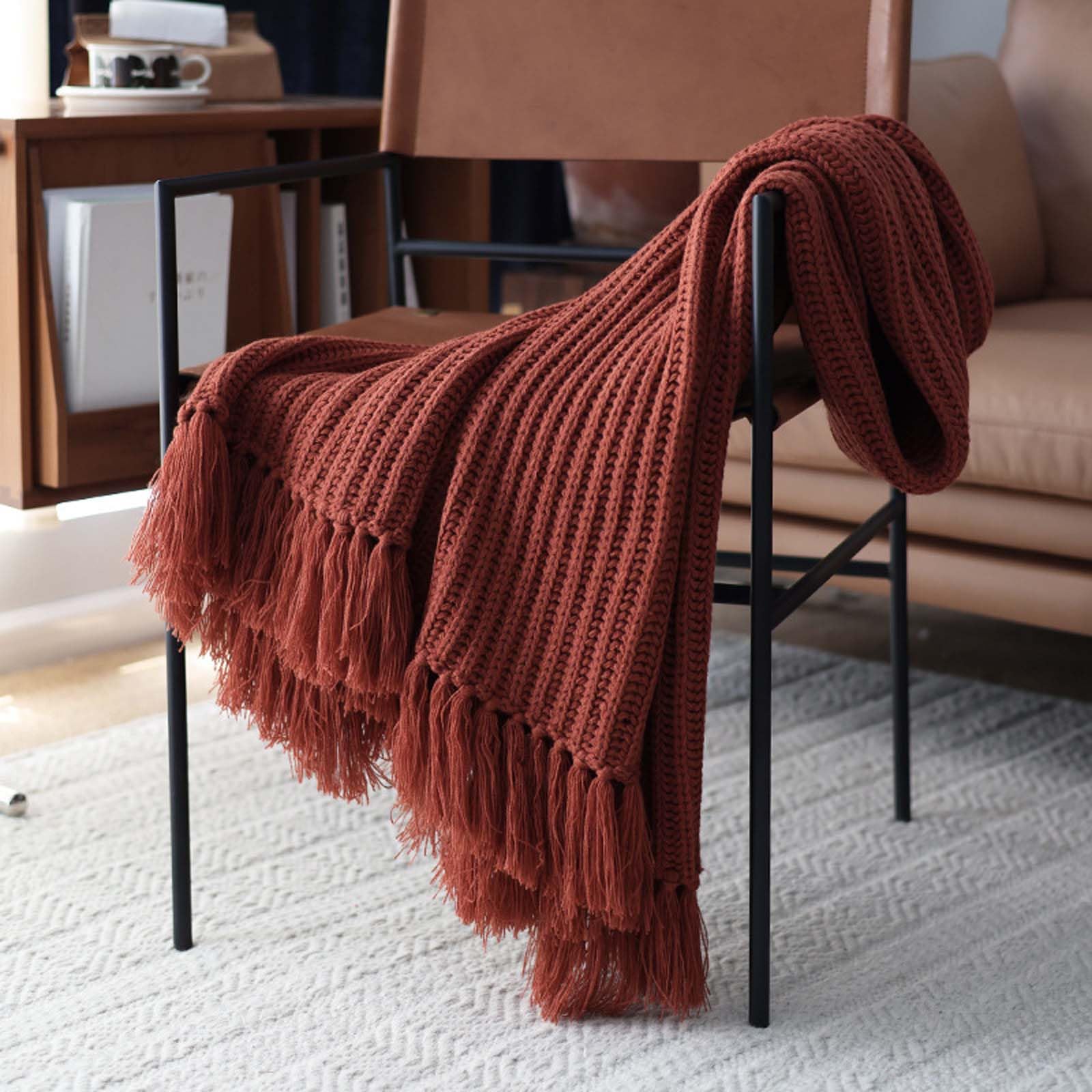 Couverture canapé en tricot respirant pour vos moments de détente au bureau