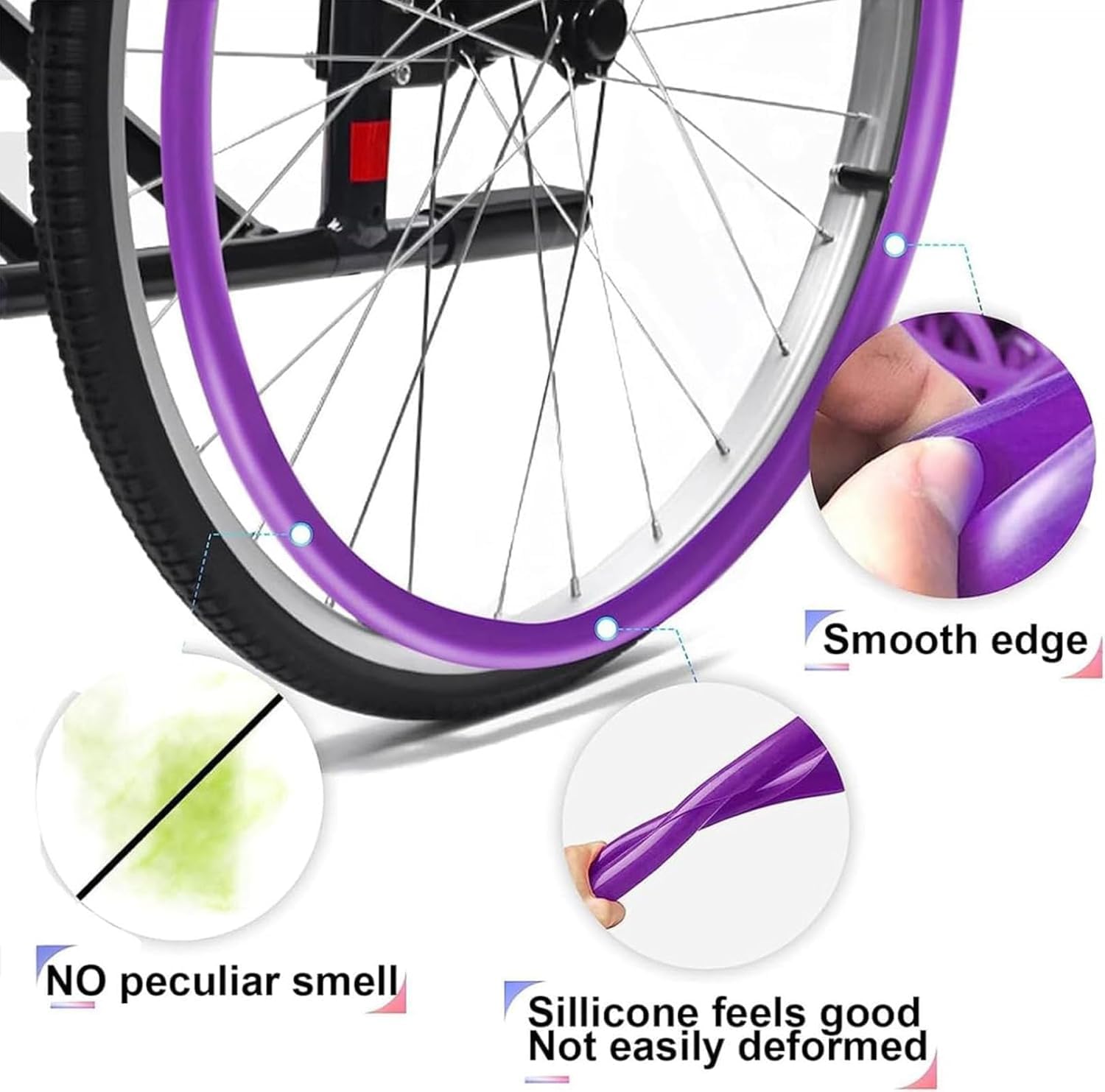 Cubiertas para llantas de silla de ruedas de 22/24 pulgadas, accesorios para cubiertas de neumáticos de silla de ruedas, 1 par de cubiertas antideslizantes y resistentes al desgaste para llantas trase
