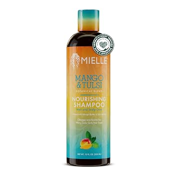 Mielle Organics Mango & Tulsi Nourishing Hair Shampoo - Moisturizing Shampoo for Curly Hair - Gently Cleanses & Remove Scalp Impurities - Nourishes, Strengthens & Balances Moisture 6 Fl Oz