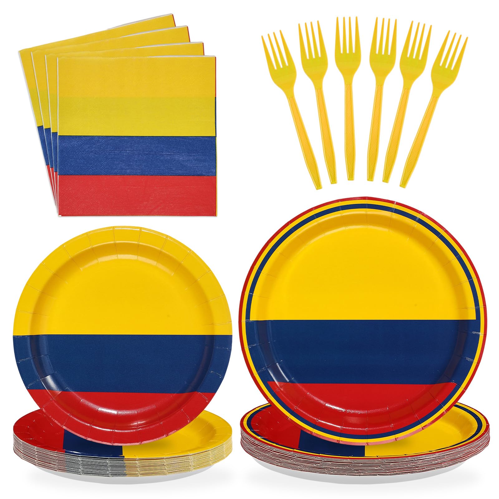 Greencian 96Pcs Colombia Flag Party Supplies Disposable - gameday and tailgating | Mubboo