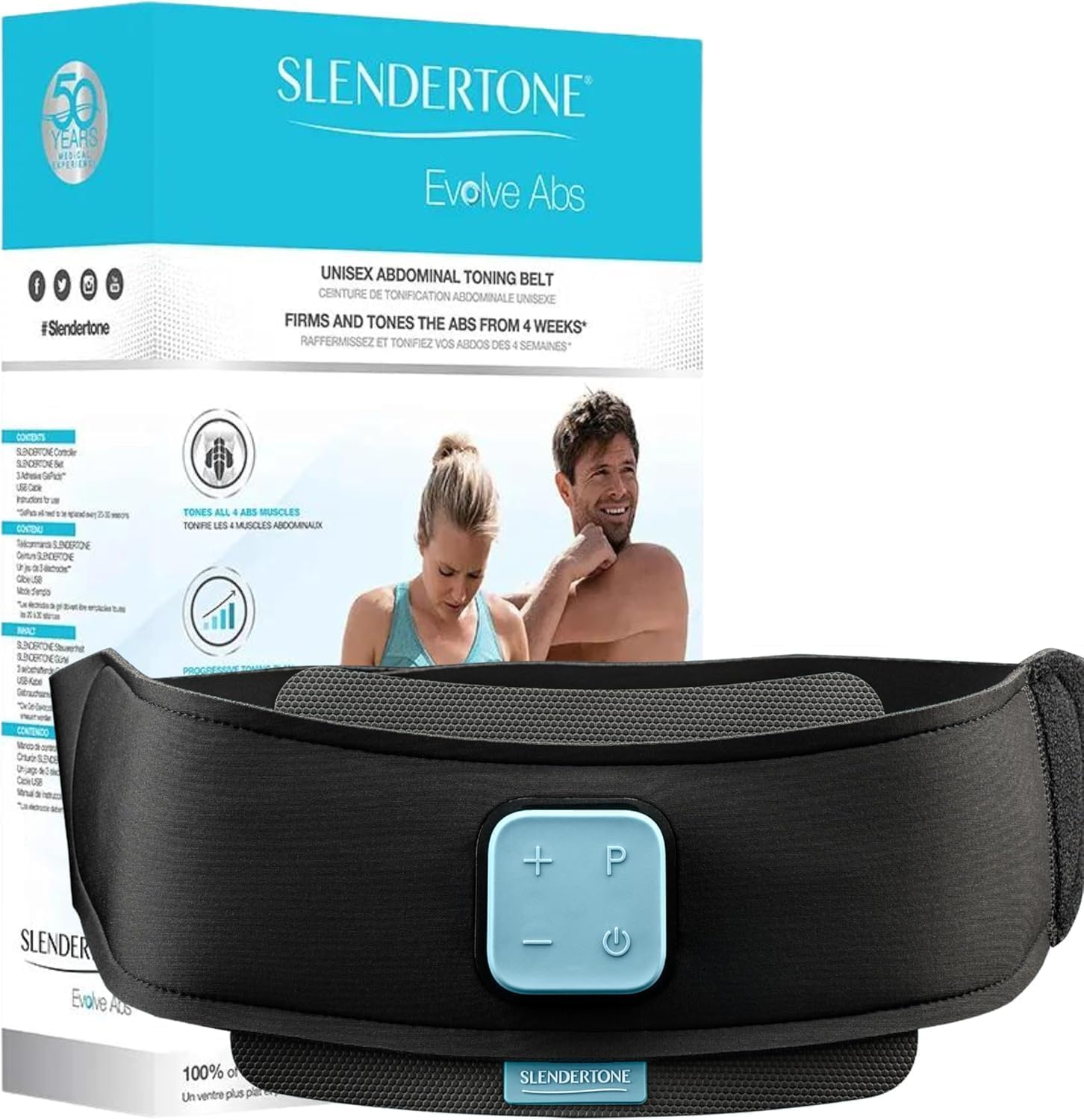 Slendertone Evolve Abs Cinturón de Tonificación Abdominal, Unisex Adulto, Negro, 61-107 cm, 0735-2000