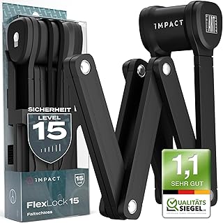 IMPACT FlexLock 15 - Premium Folding Bicycle Lock [High Safety] - Handy Bicycle Lock with Security Level 15 to 120 cm - Robust Bicycle Lock Withstands up to 1.5 Tonnes of Tensile Force