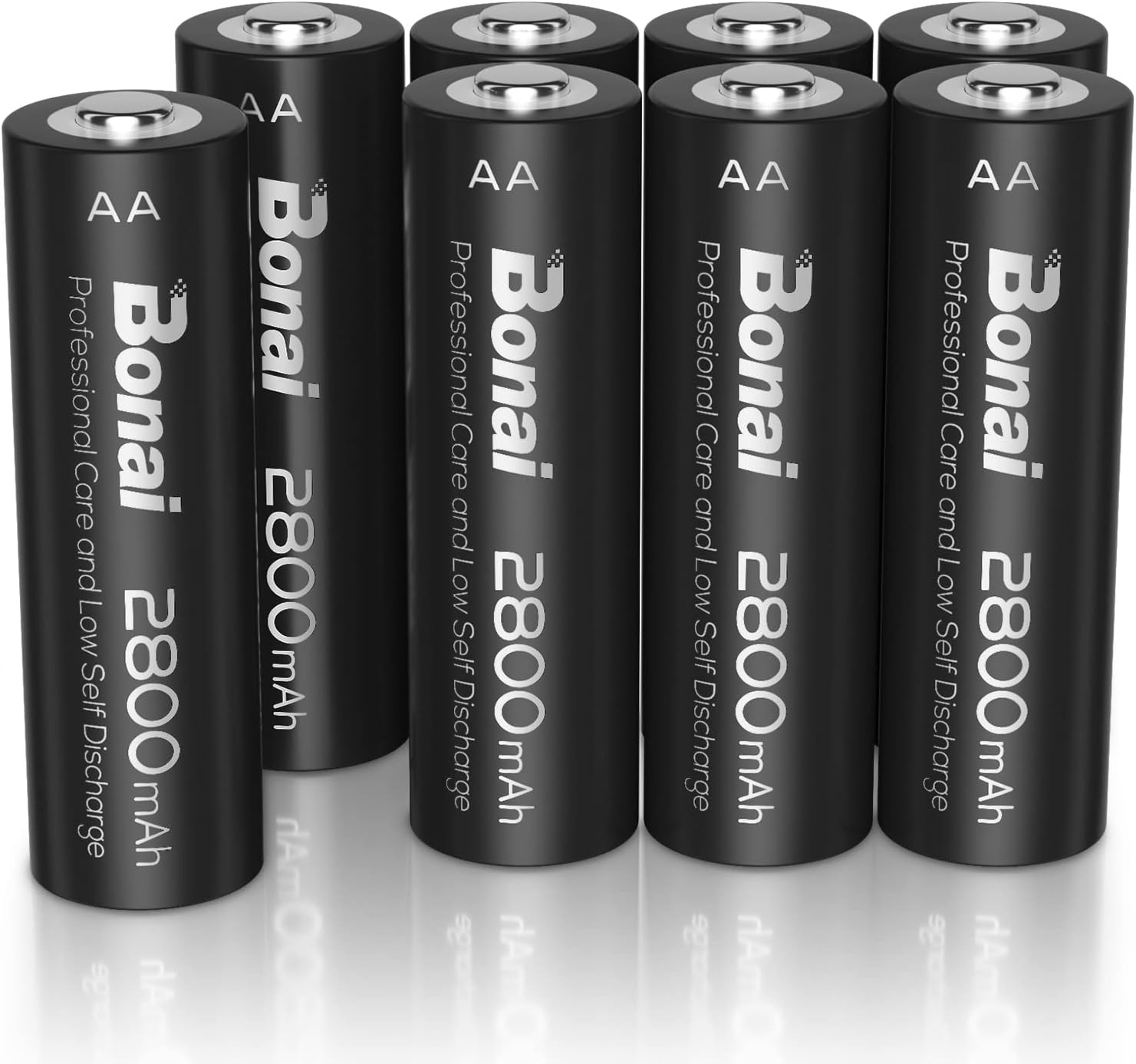 BONAI Akku AA 2800mAh 8 Stück Wiederaufladbare Batterien Hohe Kapazität 1,2V Mignon AA Accu NI-MH Aufladbare Akkubatterien HR6 Rechargeable Battery geringe Selbstentladung