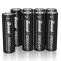 Batterie Ricaricabili AA ad Alta Capacità 2800mAh, Bonai Pile Ricaricabili Stilo AA 1,2V Ni