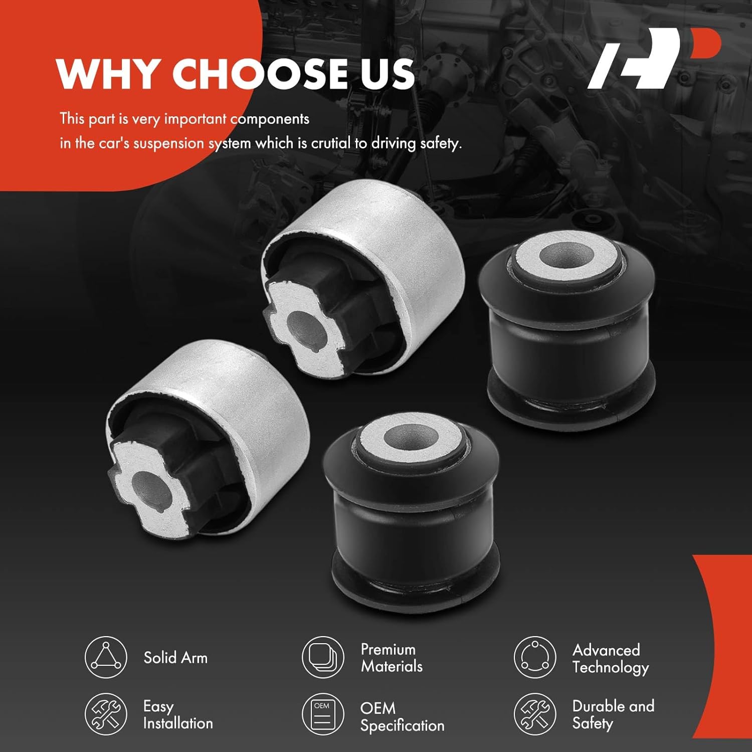 A-Premium 4 x Front Lower Forward and Rearward Control Arm Bushing Kit, Compatible with Ram ProMaster 1500 2500 2014-2024, ProMaster 3500 2014-2018