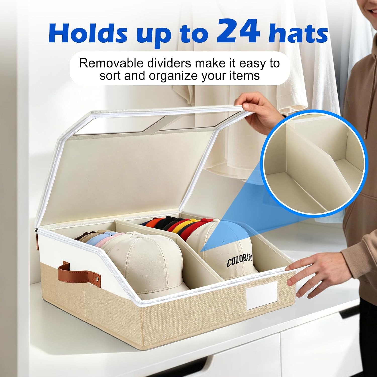 Stackable Hat Storage for Baseball Caps -Holds Up to 24 Caps