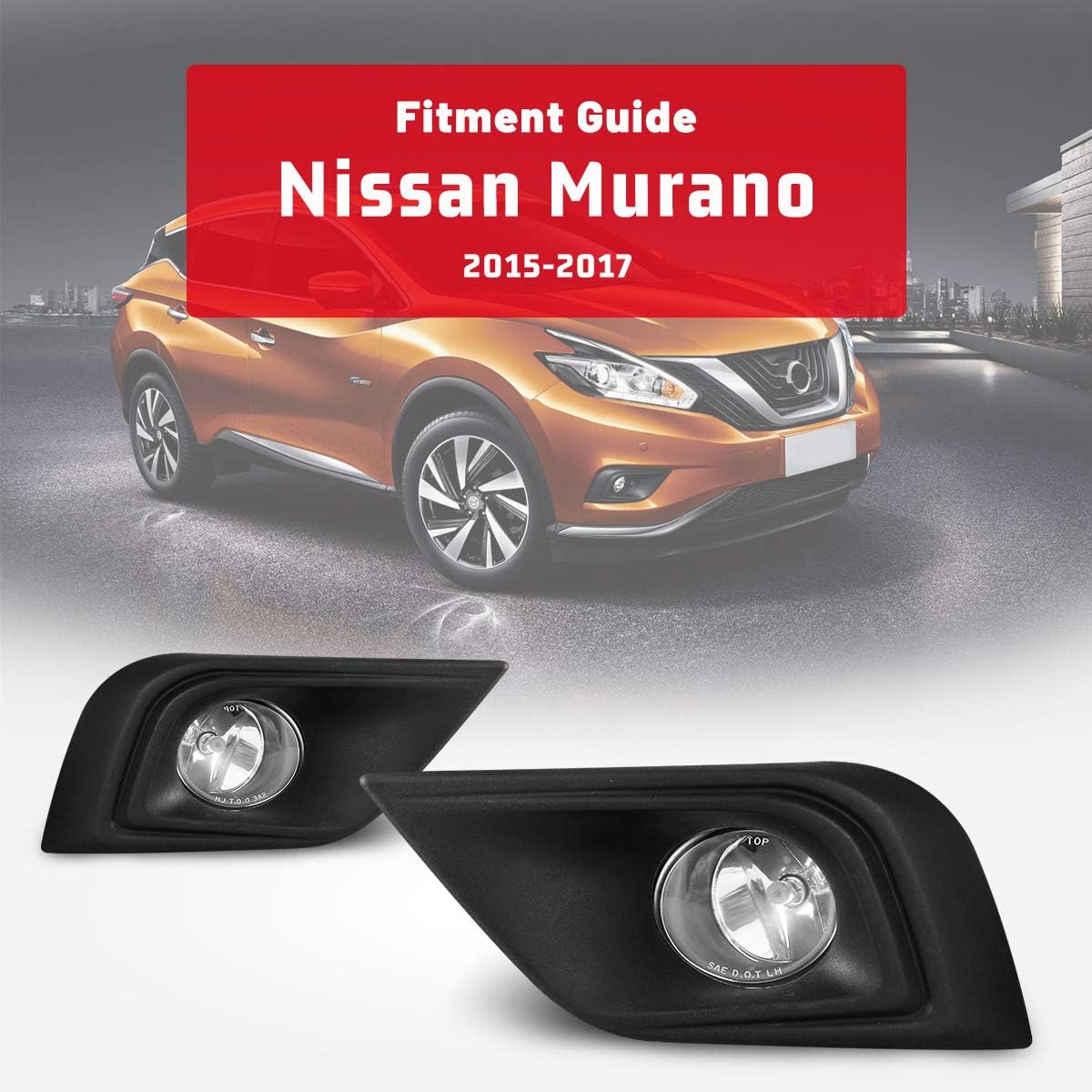 Front Bumper Driving Fog Light for 2015 2016 2017 Nissan Murano OEM Replacement Assembly 2PCS w/Switch and Wiring Kit AUTOWIKI