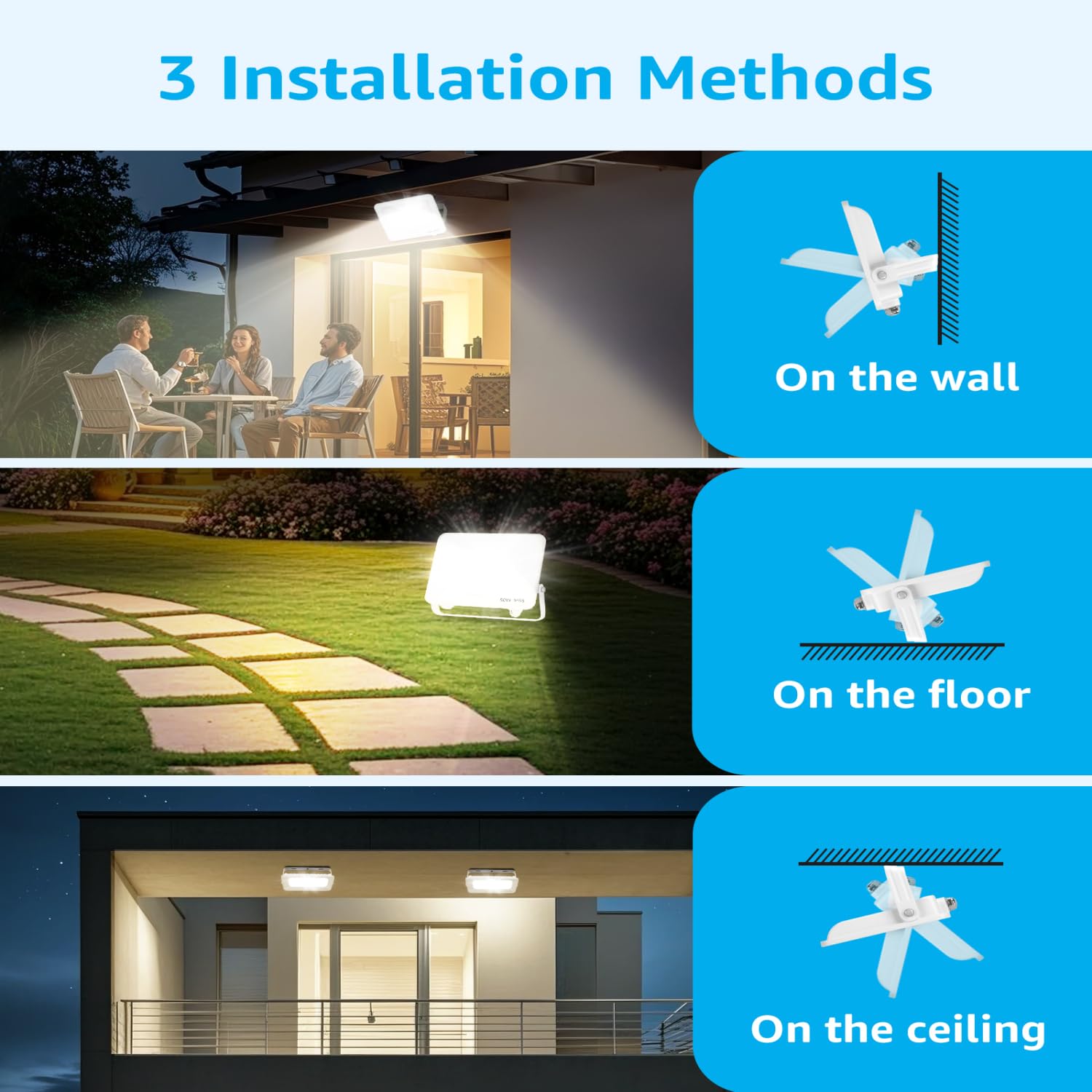 Aigostar Foco LED Exterior 50w, 4500LM Foco Proyector LED, IP65 Impermeable Luz de Seguridad, Natural 4000K Luces exterior, Para Jardín, Patio, Garaje, Paquete de 10