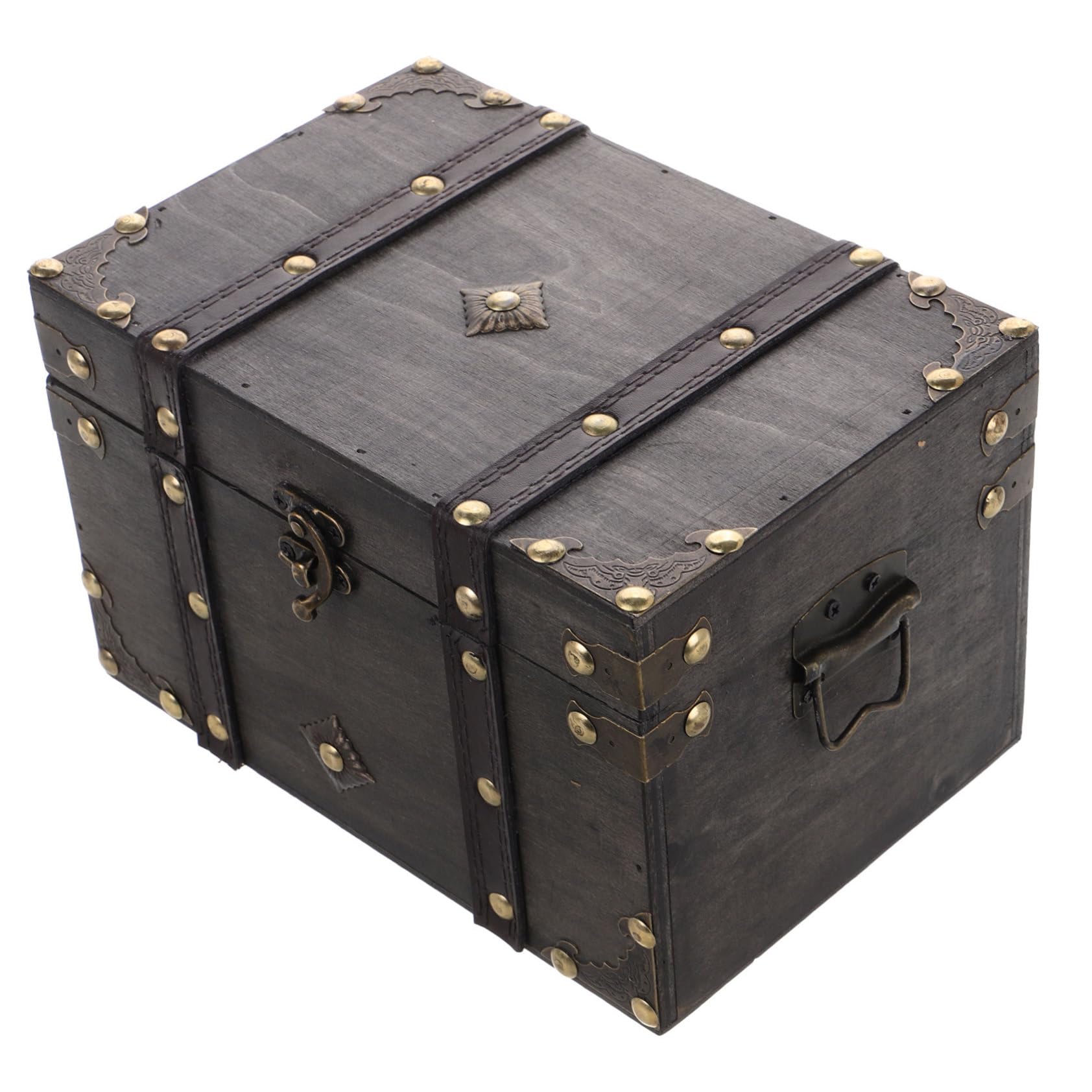 TOVINANNA Vintage Wooden Decorative Storage Box Large Treasure Chest with Lock Wooden Jewelry Organizer for Coins Home Decor