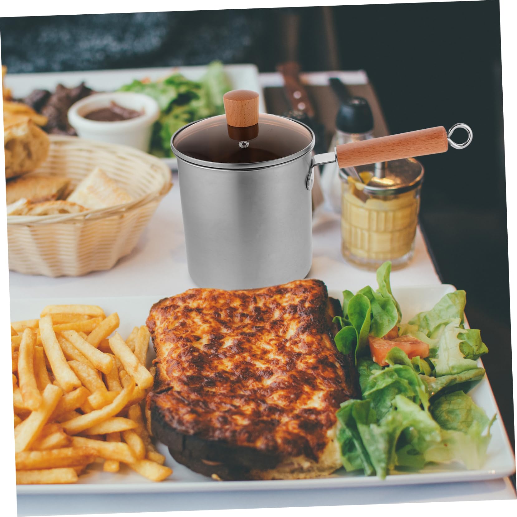 BIUDECO Deep Fry Pan Japanese Style Large Deep Fryer Pot for Home Cooking Oil Fryer Pot