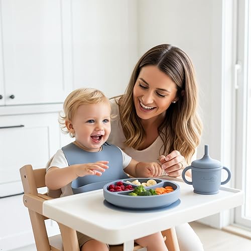 Miniatura 2 de Juego de alimentación de silicona para bebés, 10 suministros de destete LED para bebés, platos para bebés sin BPA con platos y cuencos para niños,