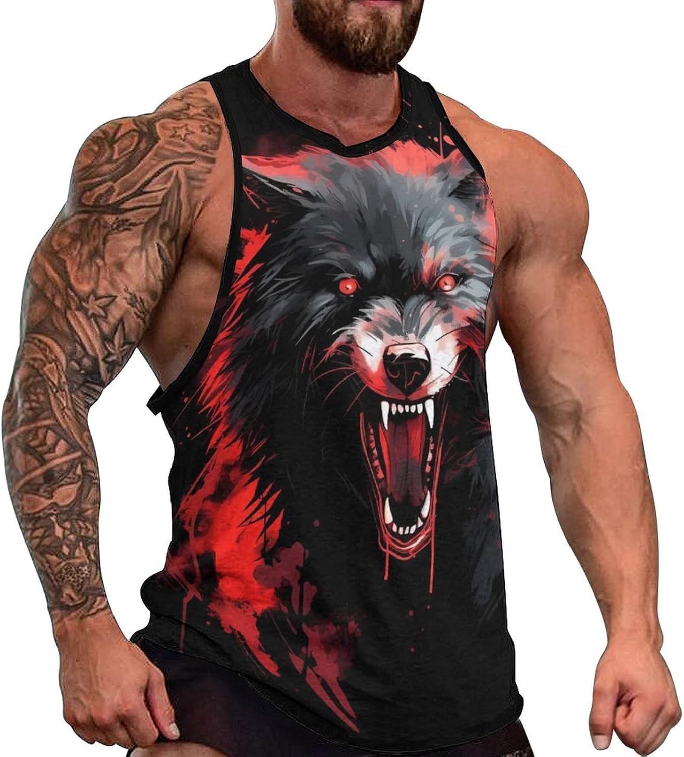 MARSVOVO Tank Tops for Men Animal Print Sport Tank Summer Sleeveless Workout T-Shirts Fitness Vest Athletic Undershirts